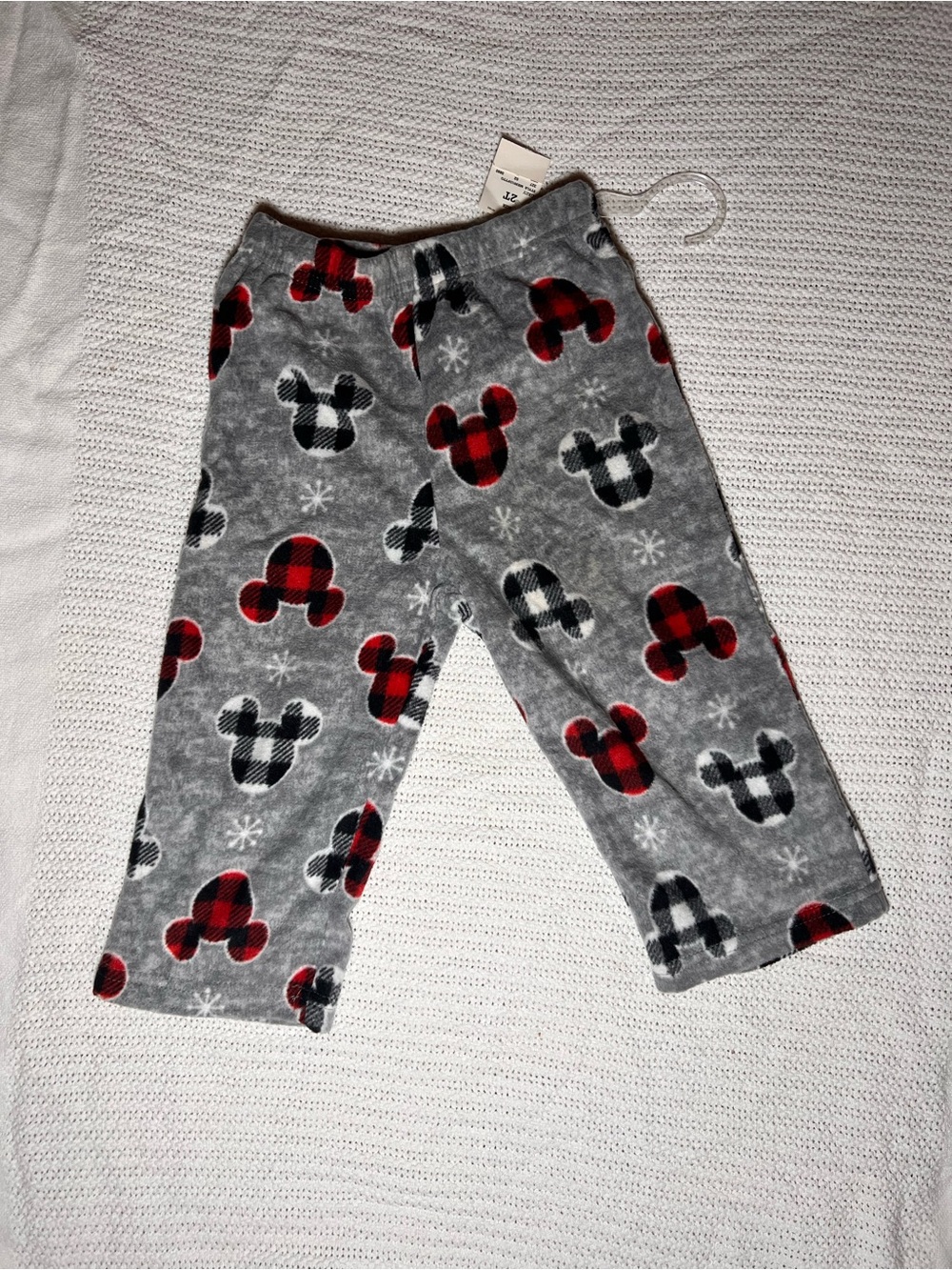 Disney Kids Gray Red Black Buffalo Plaid Mickey Pajama Pants